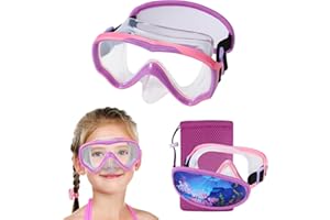 RUIGAO Swim Goggles Kids 6-14, Diving Mask No Tangle Strap，Water Goggles Nose Cover for JR / Youth