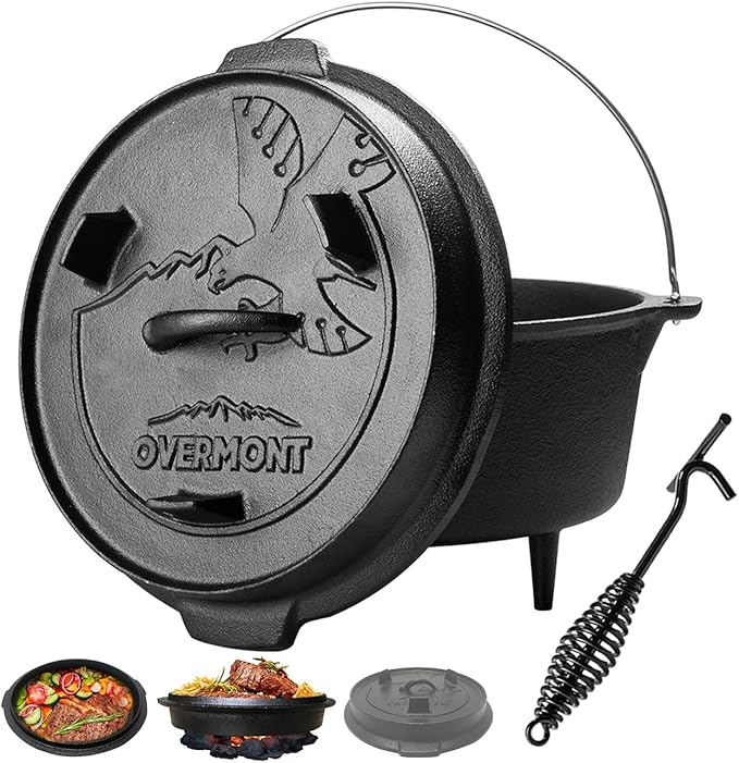 Overmont 5.7L/6 Quart AllRound Dutch Oven Dual Function Lid Griddle