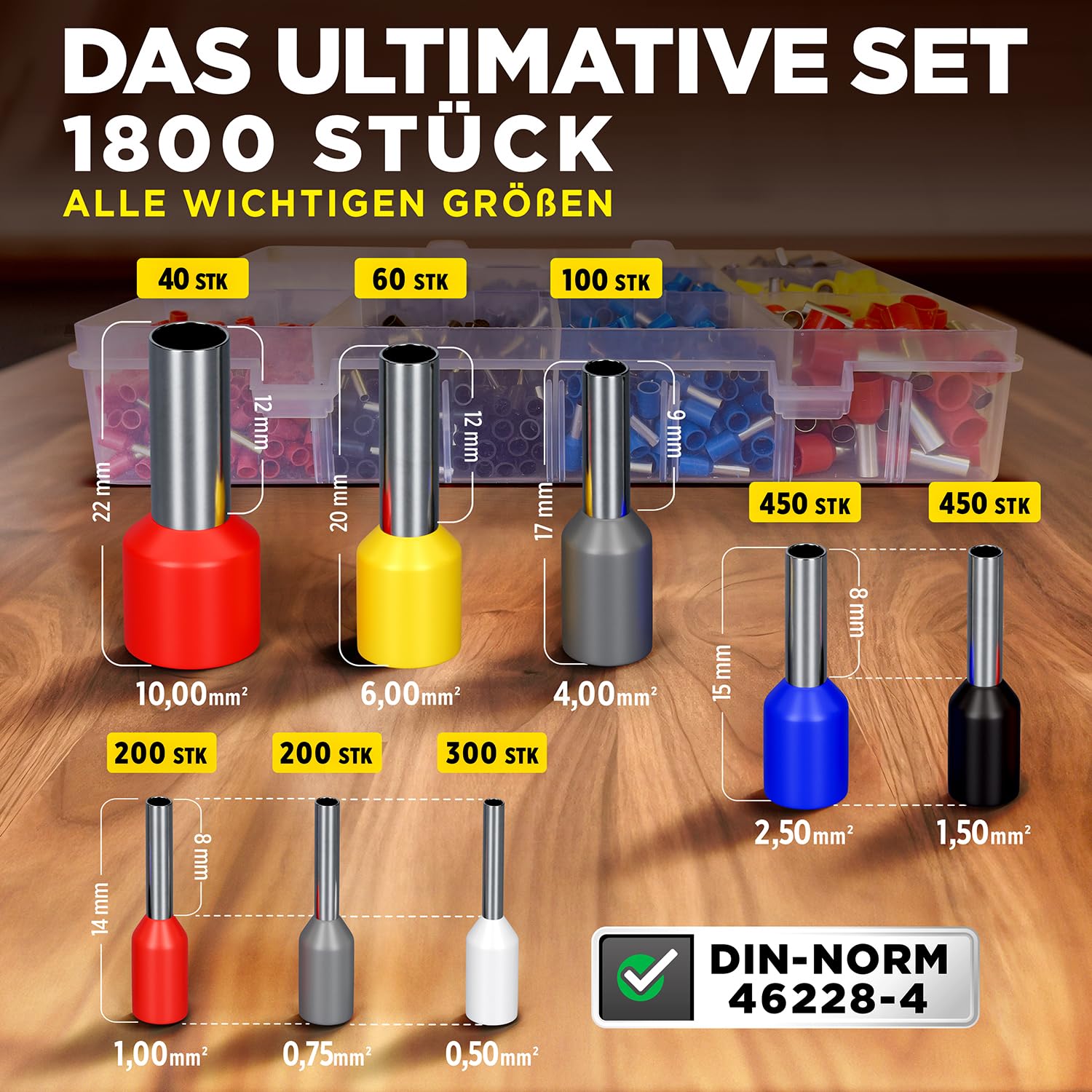 SCHMITZ.Tools Crimpzange mit 1.800 Aderendhülsen Set - Für saubere Crimps wie vom Fachmann - Selbsteinstellend [0,25–10mm²] - Geprüfte Zange, die du wirklich brauchst 3