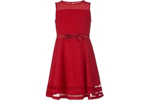 Calvin Klein Girls' Sleeveless Party Dress, Fit and Flare Silhouette, Round Neckline & Back Zip Closure