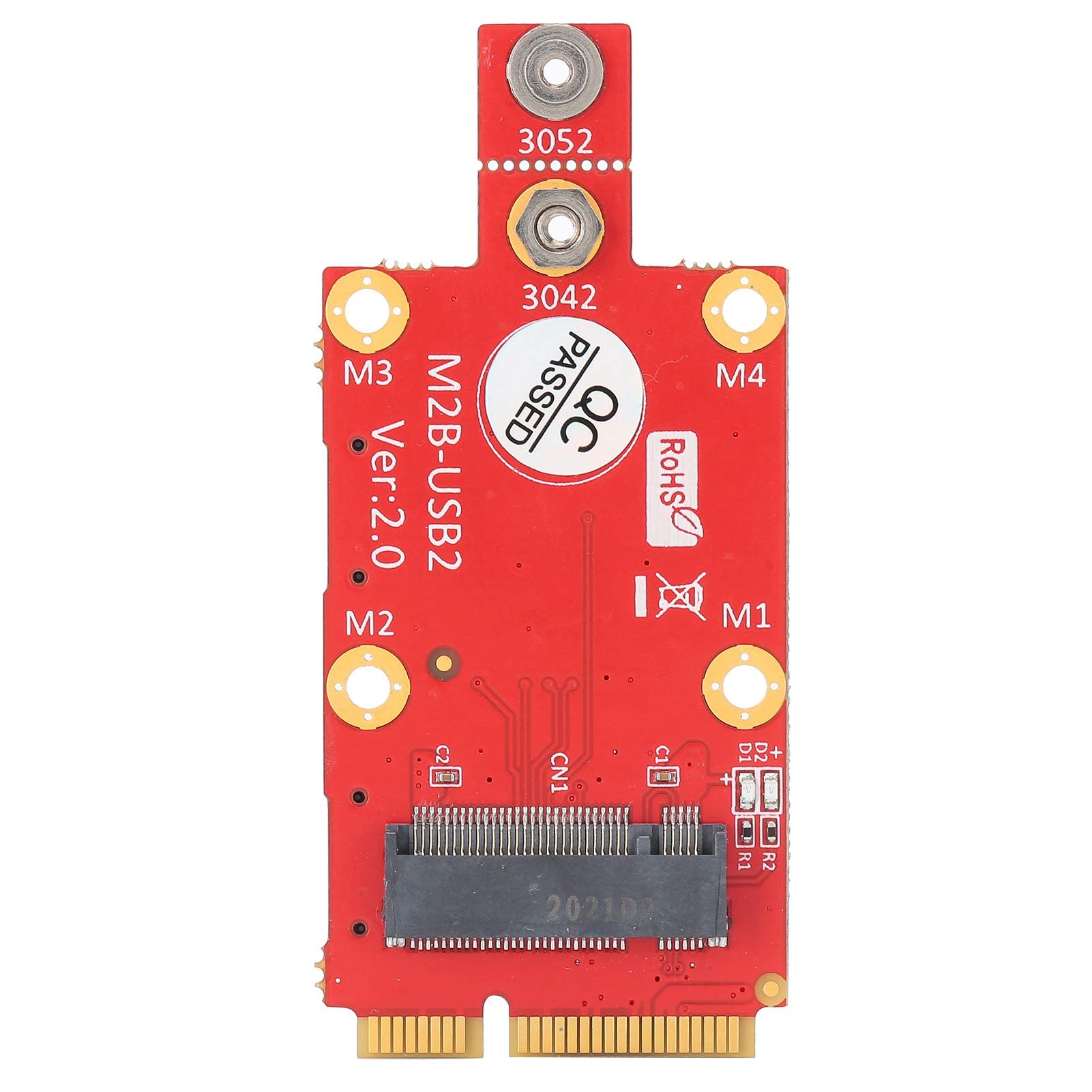fasient1 Mini PCIe M.2 Adapter, 3042/3052 M.2 Key B to Mini PCI-E, USB 2.0, Supports SIM Card Push Connector, Laptop/Desktop/PC