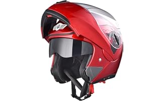 AHR Motorcycle Helmet Dual Visor Modular Flip up Full Face Helmet DOT Approved - AHR Helmet Run-M1 & M3 for Adult Motorbike Street Bike Moped Racing