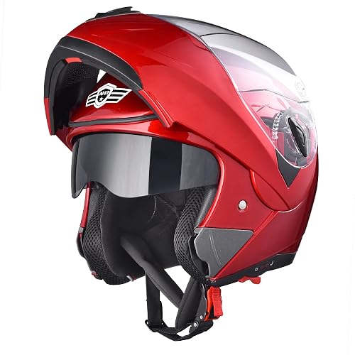 ahr motorcycle helmet Full Face Dual Visor Street Bike Lightweight DOT Zoom Zoom Parts F Full face motorcycle helmet features streamlined aerodynamic design to reduce wind noise and drag AHR Retro DOT 3/4 Open