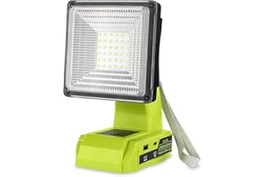 HIPOKE 1500LM Cordless Light for Ryobi ONE+ 18V Li-ion Ni-Cad Ni-Mh Battery, Portable LED Spotlight with USB & TYPE-C Port, 25W LED Work Light Use for Emergencies, Camping, Outdoor, Indoor