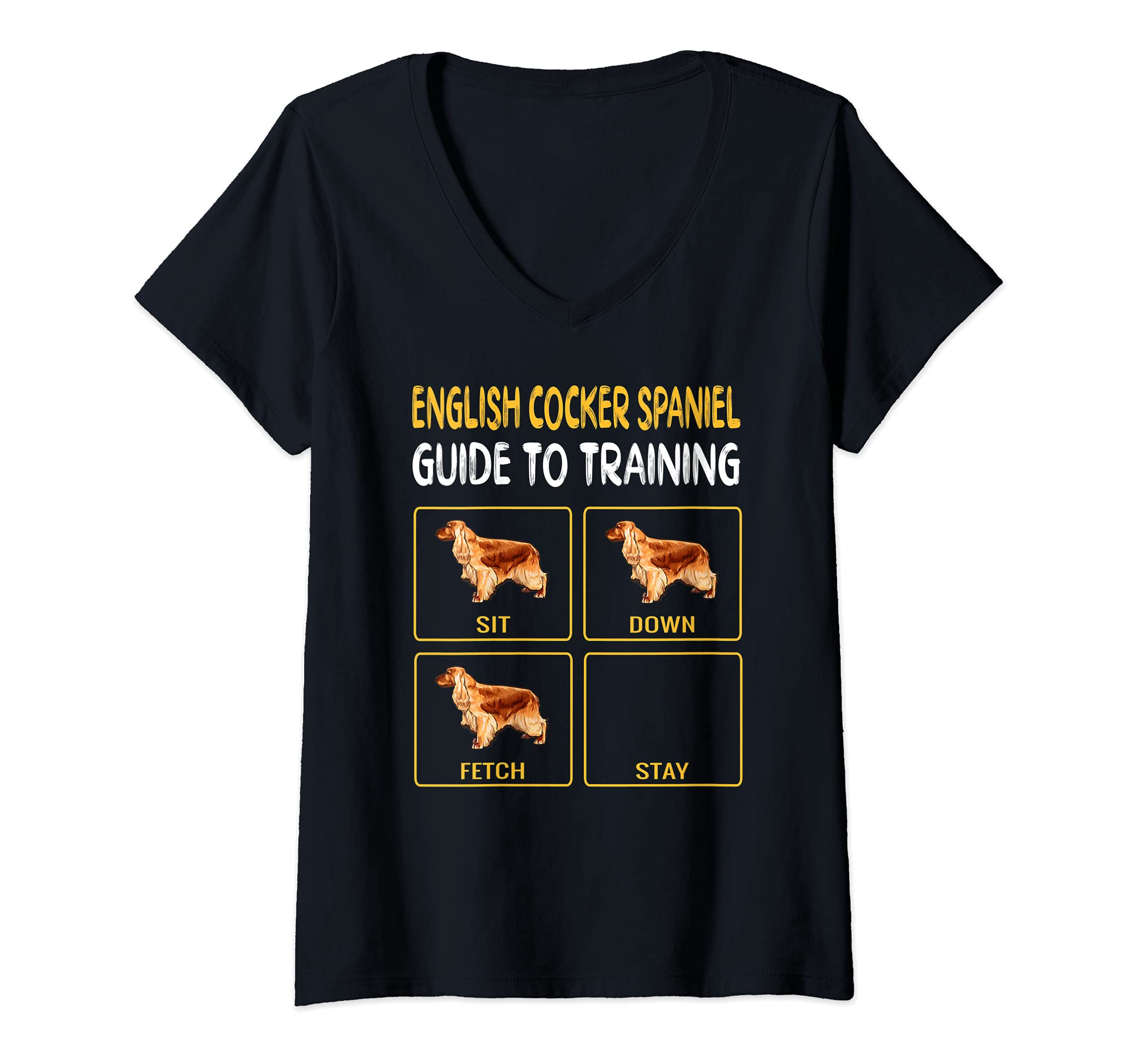 Womens English Cocker Spaniel Guide To Training Dog Obedience V-Neck T-Shirt