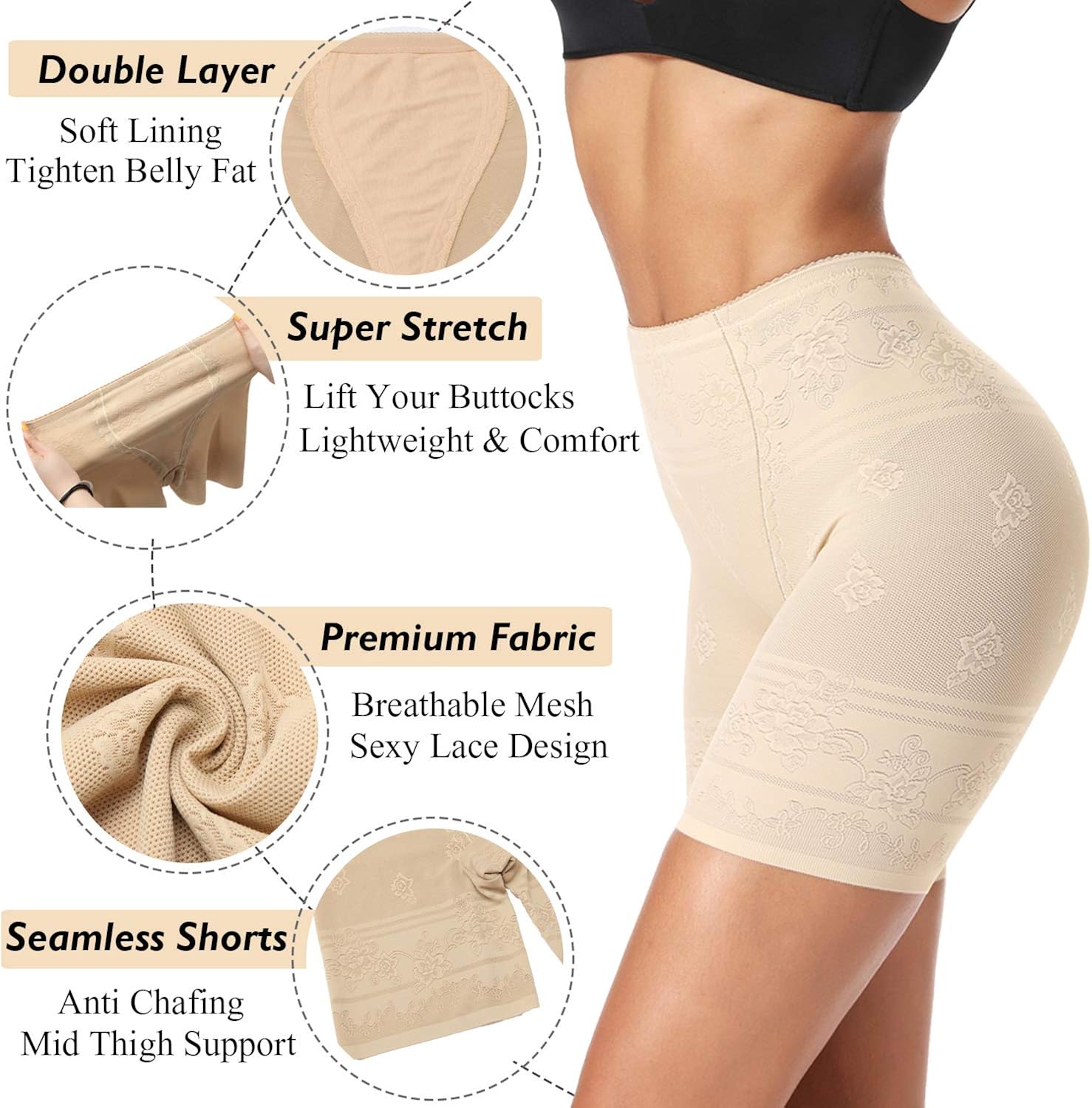 Womens Shapewear Shorts Tummy Control High Waist Panty Thigh Slimmer for Under Dresses at  Women’s Clothing store