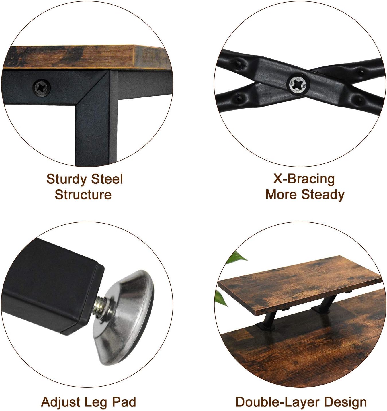 Seeutek Study Computer Desk Modern Writing Table 55 Inch Simple Style Laptop Desk with Storage Bag and Hooks for Home and Office: Kitchen & Dining