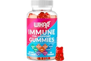 WIXAR NATURALS 9 in 1 Immune Support Gummies with Elderberry, Vitamin C&D, Zinc, Turmeric, Ginger, Echinacea, Astragalus & Sea Moss for Immunity Supplement - 60 Gummies
