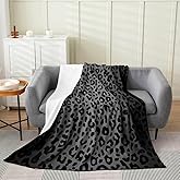 Feelyou Leopard Flannel Fleece Blanket 40"x50" Cheetah Print Plush Throw Blanket, for Sofa Couch Black Wild Animal Blanket Room Decor Safari