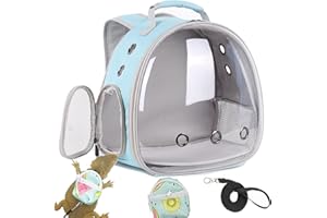 WEVONIGU Bearded Dragon Backpack Carrier,Reptile Portable Backpack Carrier with Small Backpack Harness Leash Set,Space Capsule Clear Bubble Window Travel Backpack for Lizard Travel,Guinea Pig,Rabbit