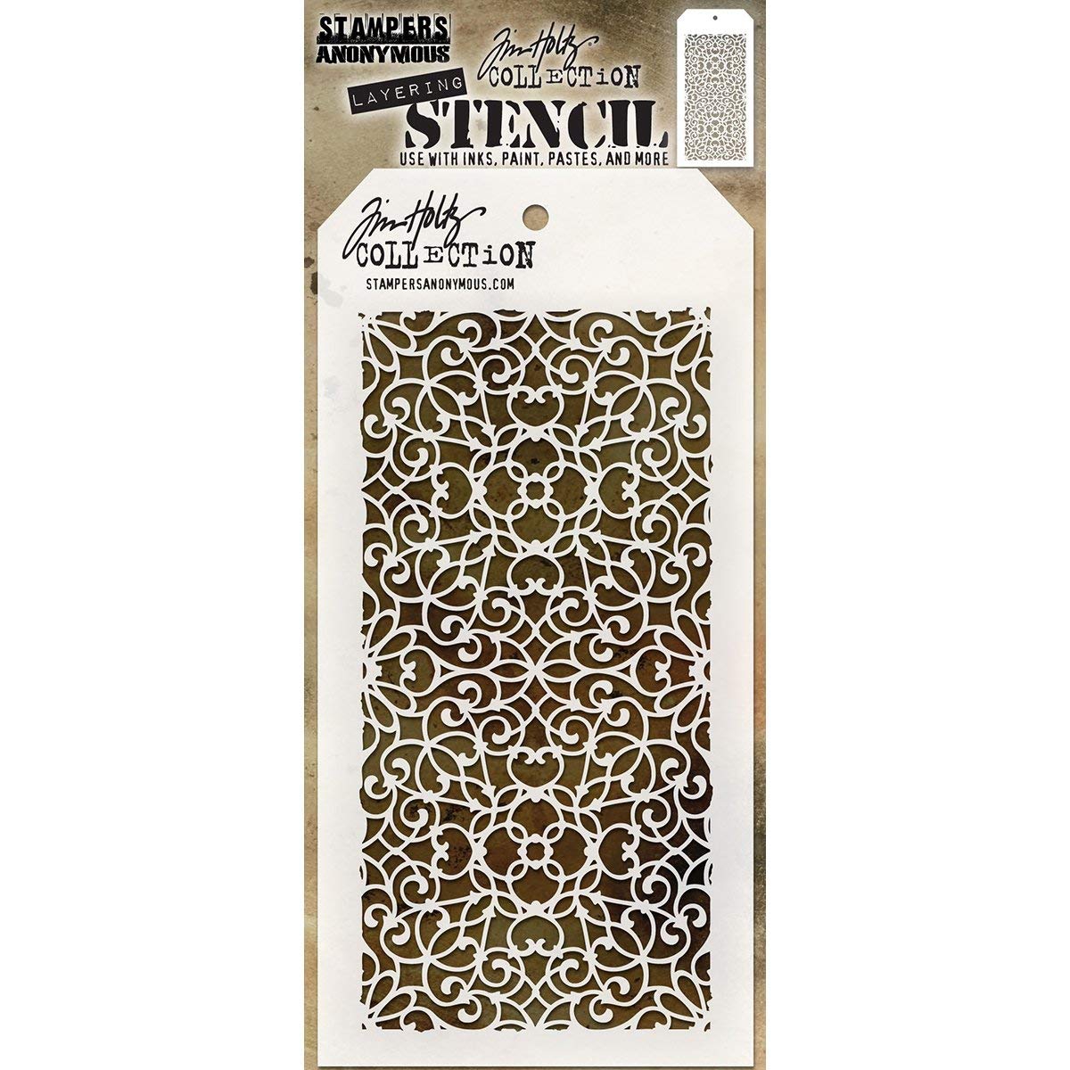 Stampers Anonymous Tim Holtz Ornate Stencil, Transparent, 28.3 x 11.4 x 0.1 cm