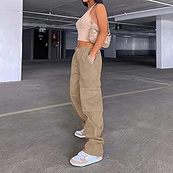 QYANGG High Waist Cargo Pants Women Stretch Baggy