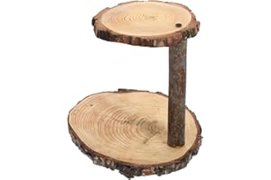 ARTSEWPLY Rustic Wooden Tiered Cupcake Stand 2-Layer Donut Holder Party Tray Rack Home Decor Centerpiece