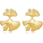 AOLIMI Gold/Silver Ginkgo Leaf Dangle Earrings for Women Statement Earrings Boho Plant Leaf Earrings Fashion Jewelry