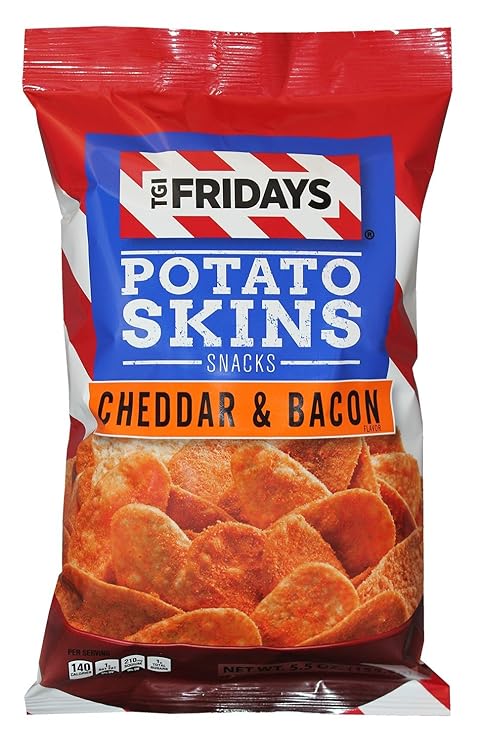 Amazon Com Tgi Fridays Potato Skins Snack Chips 5 5 Oz Bags Cheddar Bacon 4 Bags