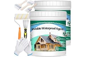 QUKLOGEN 2Kg/70.5Fl.oz Invisible Waterproof Agent Indoor&Outdoor Waterproof Coating Set Transparent Liquid Sealant with Wooden Brush Resistant Work Gloves Putty Knife Cut Paint Roller