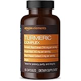 Amazon Elements Turmeric Complex, 316 mg Curcumin, 140 mg Ginger, 5 mg Black Pepper - Joint & Immune System, Healthy Inflamma