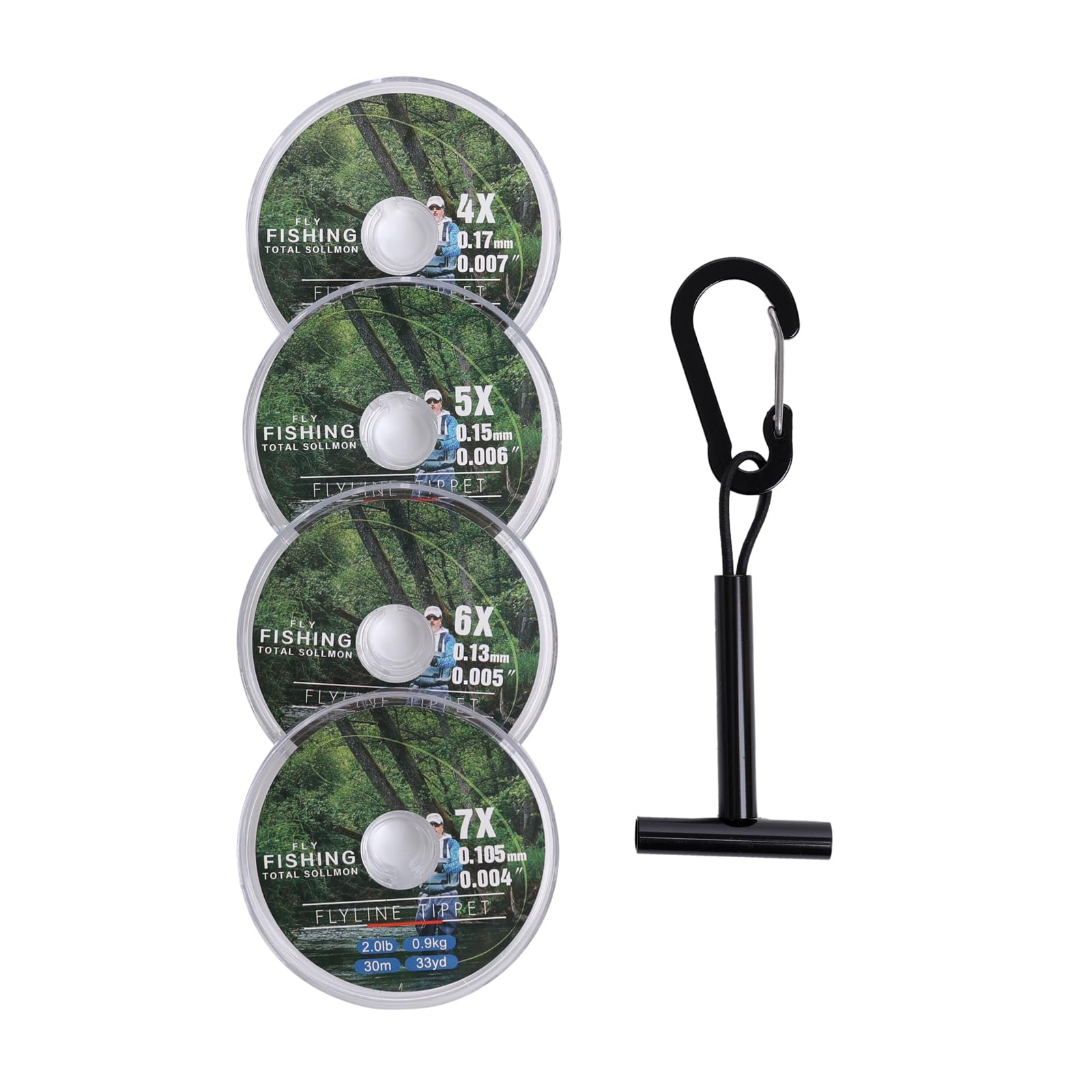 Raprance Tippet Line Pack of 4 with Fly Tip Holder, 30 m (3-4-5-6X)