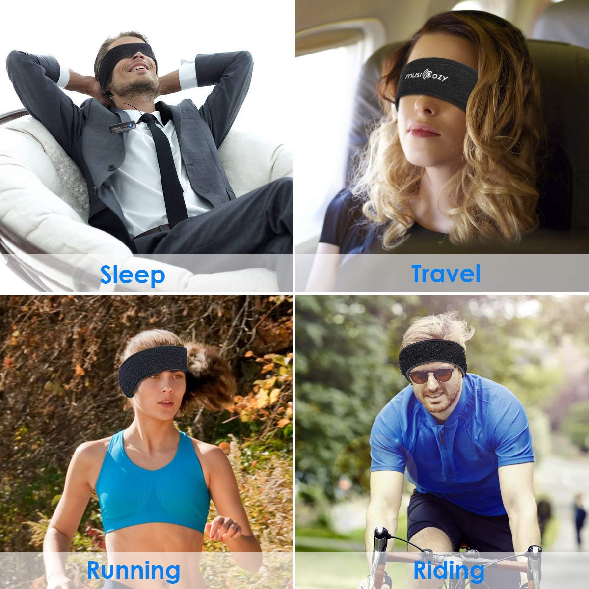 Sleep Headphones Bluetooth,Upgraded Bluetooth Sports Headband Headphones Wireless Sports Music Running Headset Washable Adjustable for Women Men (Black)