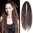 Sangtok 15 pcs Double Ended Dreadlock Extensions, 24 inch Chocolate Thin 0.6cm Fake Dreads Extensions, DE Synthetic Dreadlock Extensions Reggae Hippie Dreads for Women