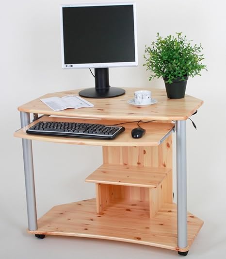 Pc Tisch Pc Wagen Schreibtisch Computertisch Auf Rollen Kiefer Massiv Lackiert Amazon De Kuche Haushalt