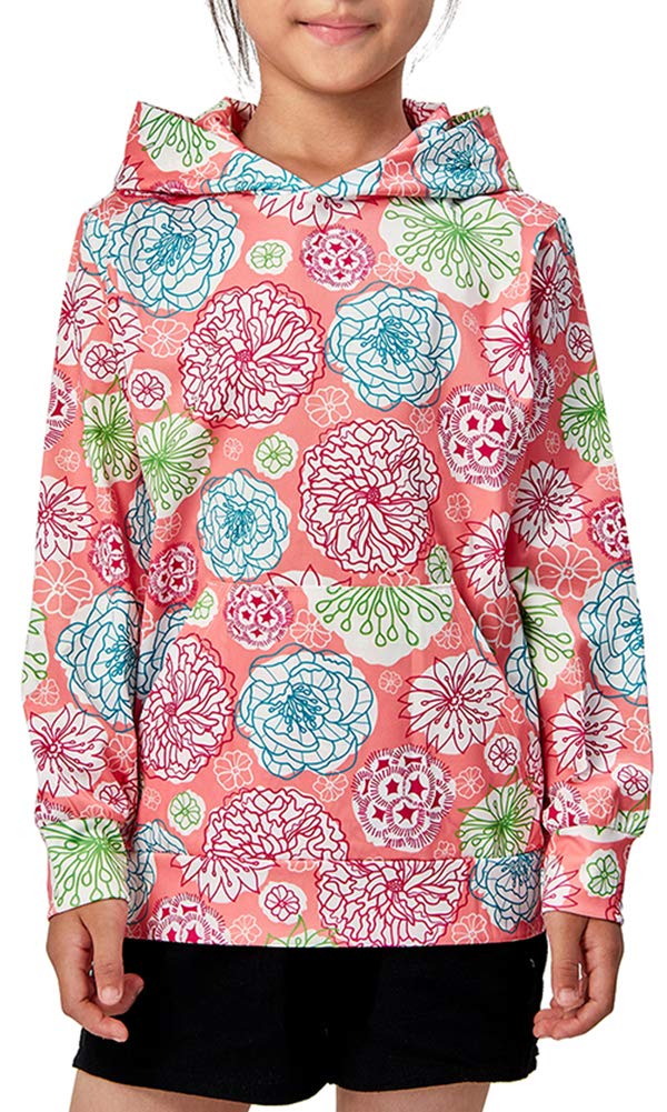 BFUSTYLE Little Girl Preschooler Floral Lightweight Hoodie Go to School Fit Hooded Sweatshirt Coral Red 6t