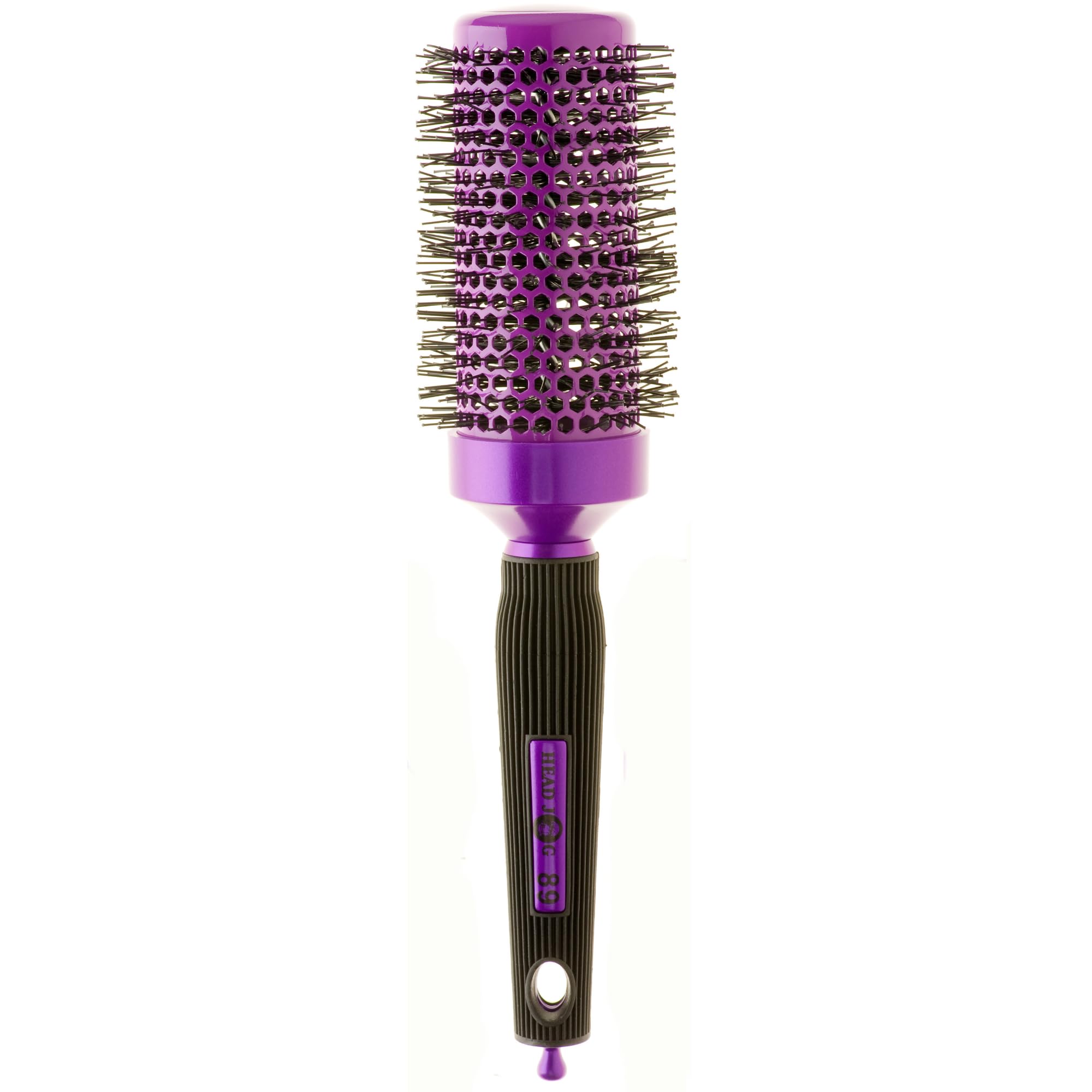 Head Jog 89 Purple Radial Brush. Ceramic Coating Barrel with Nylon Bristle & Rubber Handle. Lightweight & Durable Hair Brush for Hairdressing. Reduce Frizz for Healthy Looking Hair. (43mm)