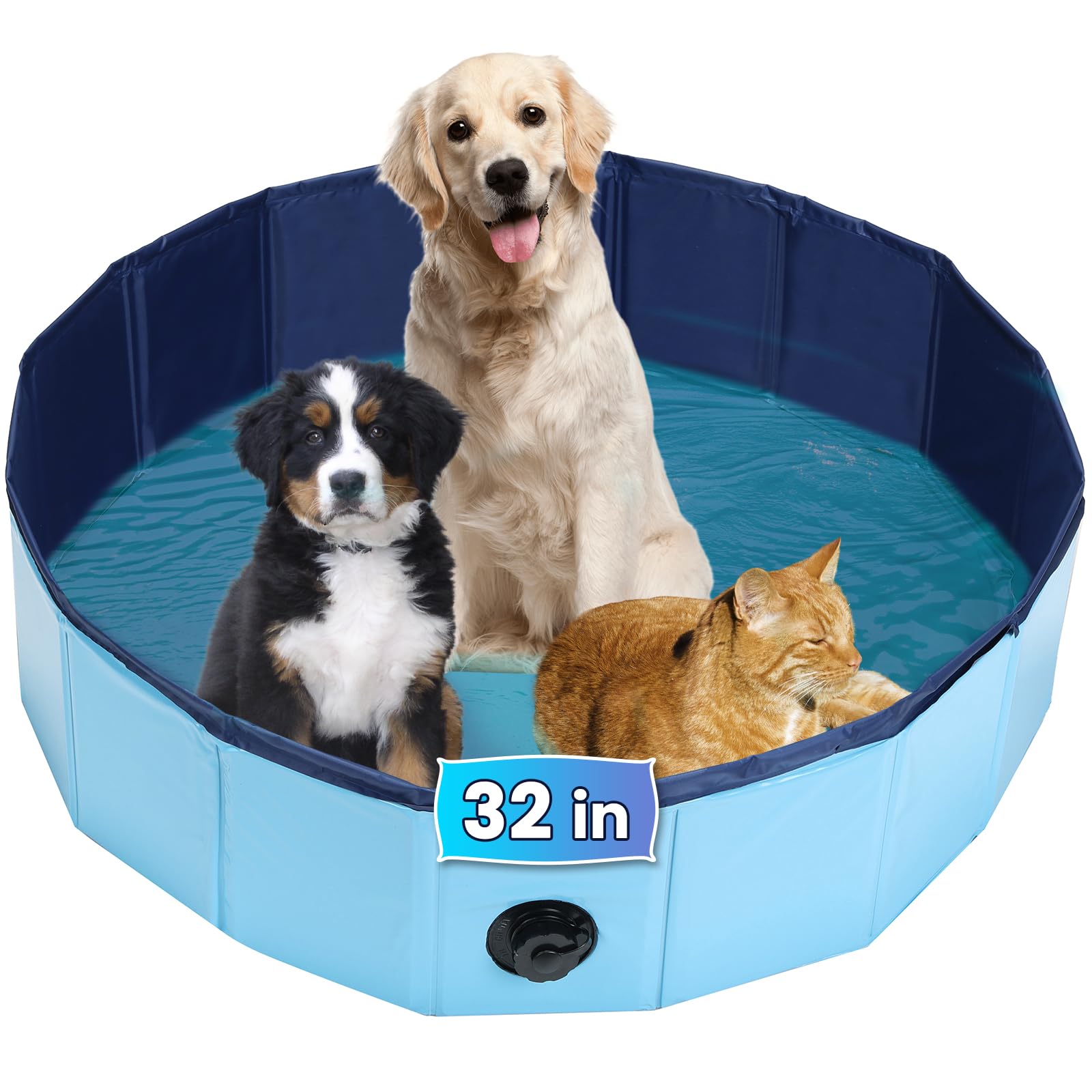 Photo 1 of AMGSH Dog Whelping Box, Foldable Birthing Pool for Dogs, Whelping Pool for Puppies, Poartable Plastic Swimming Pool & Bath Tub for Dogs, Blue (Blue, 31.5” Dia. × 7.9” H (80cm × 20cm))