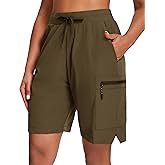 Oalka Women's Hiking Shorts Lightweight Zipper Pockets Cargo Quick Dry Summer Shorts
