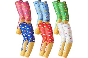 Shyyween 6 Pairs Ice Cream Drip Baseball Arm Sleeve Youth Cross Sun Protection Compression Arm Sleeve Christmas Sport Gift