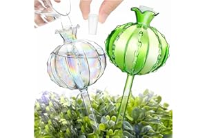 TYJ Plant Watering Globes 2-Pack, Iridescent Glass Cactus Self Watering Globe, 4.7oz/140ml Capacity Automatic Watering Device for Indoor and Outdoor Gardens, Gardening Gift (1Colorful+1Green)