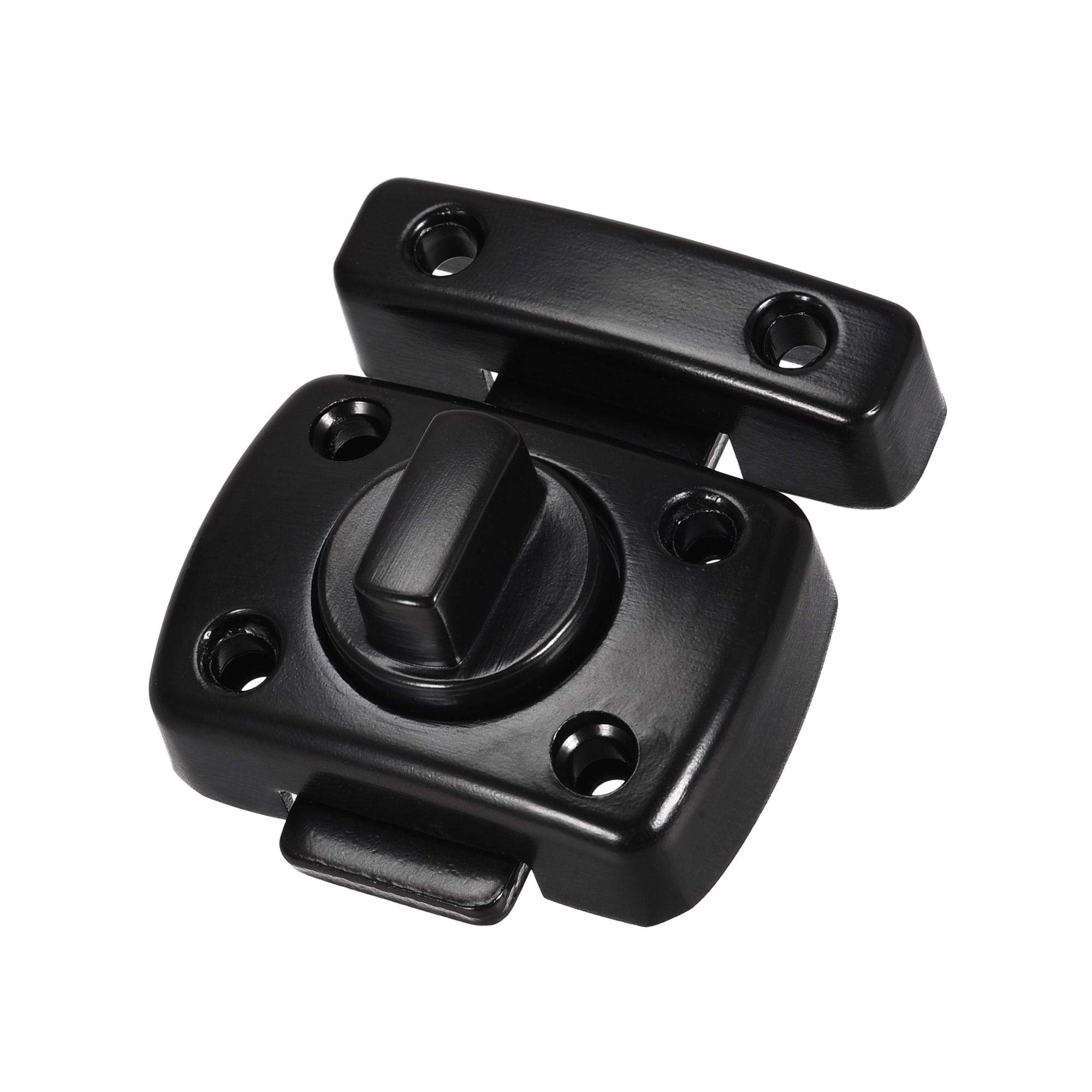 sourcing map Rotate Bolt Latch, 42x30mm Zinc Alloy Gate Latches Door Slide Lock (Black)