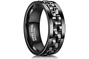 King Ring 8mm Gear Spinner Rings – Ultra Polished Fidget Rings for Men & Women – Designed in USA