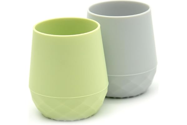 teensy peepsy Silicone Baby Training Cups 4 Months+ | Tiny Transition Cups for Baby Boy, Set of 2 Open Cups, Baby Cup for 6-1