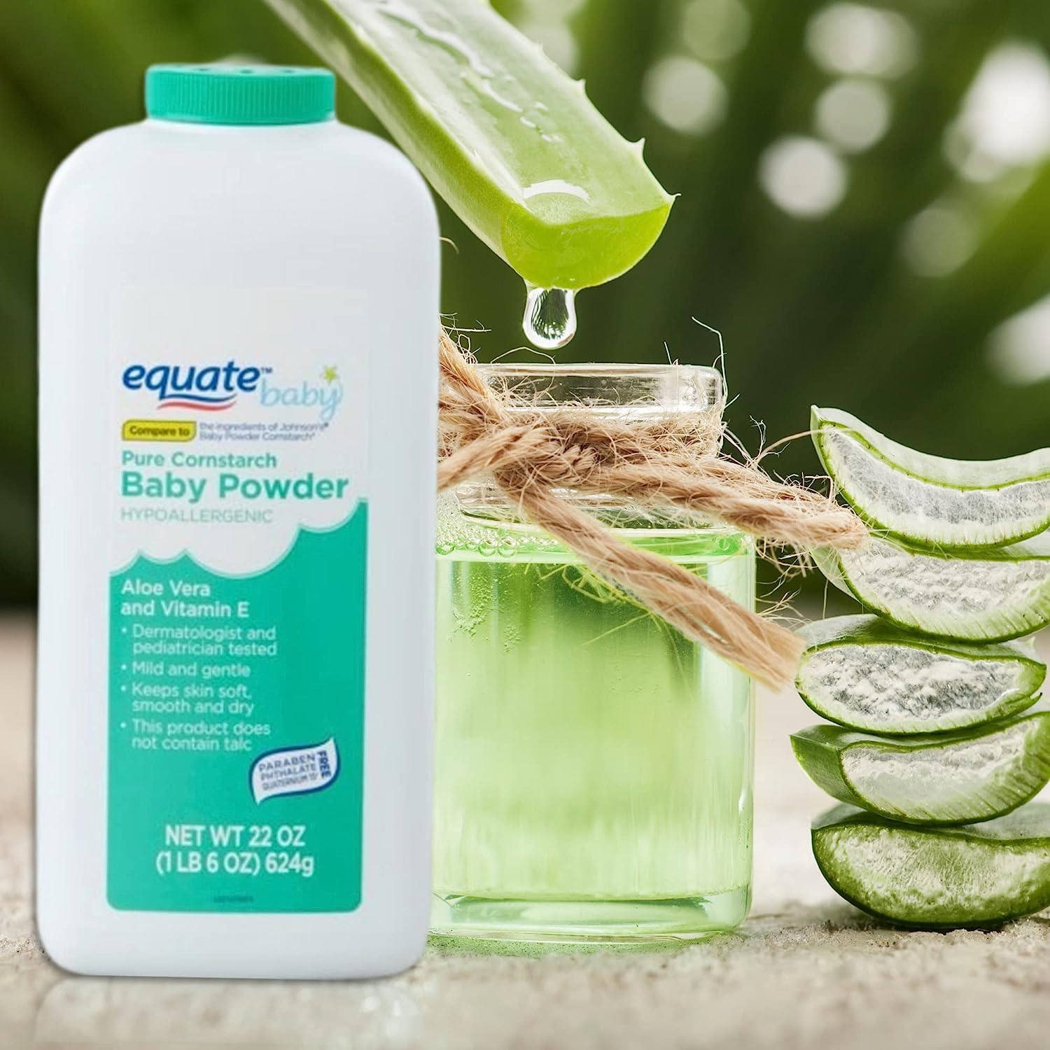 Pure Cornstarch Baby Powder Aloe and Vitamin E (22 oz - 2 Pack)