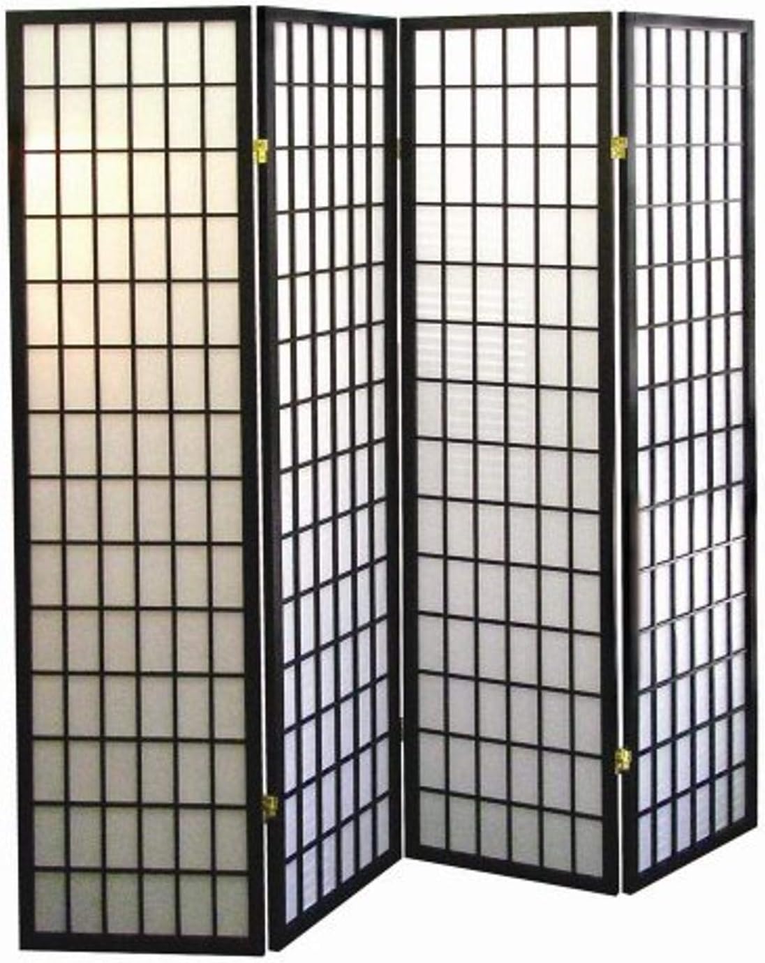 ORE International 4-Panel Shoji Screen Room Divider, Black: Furniture & Decor