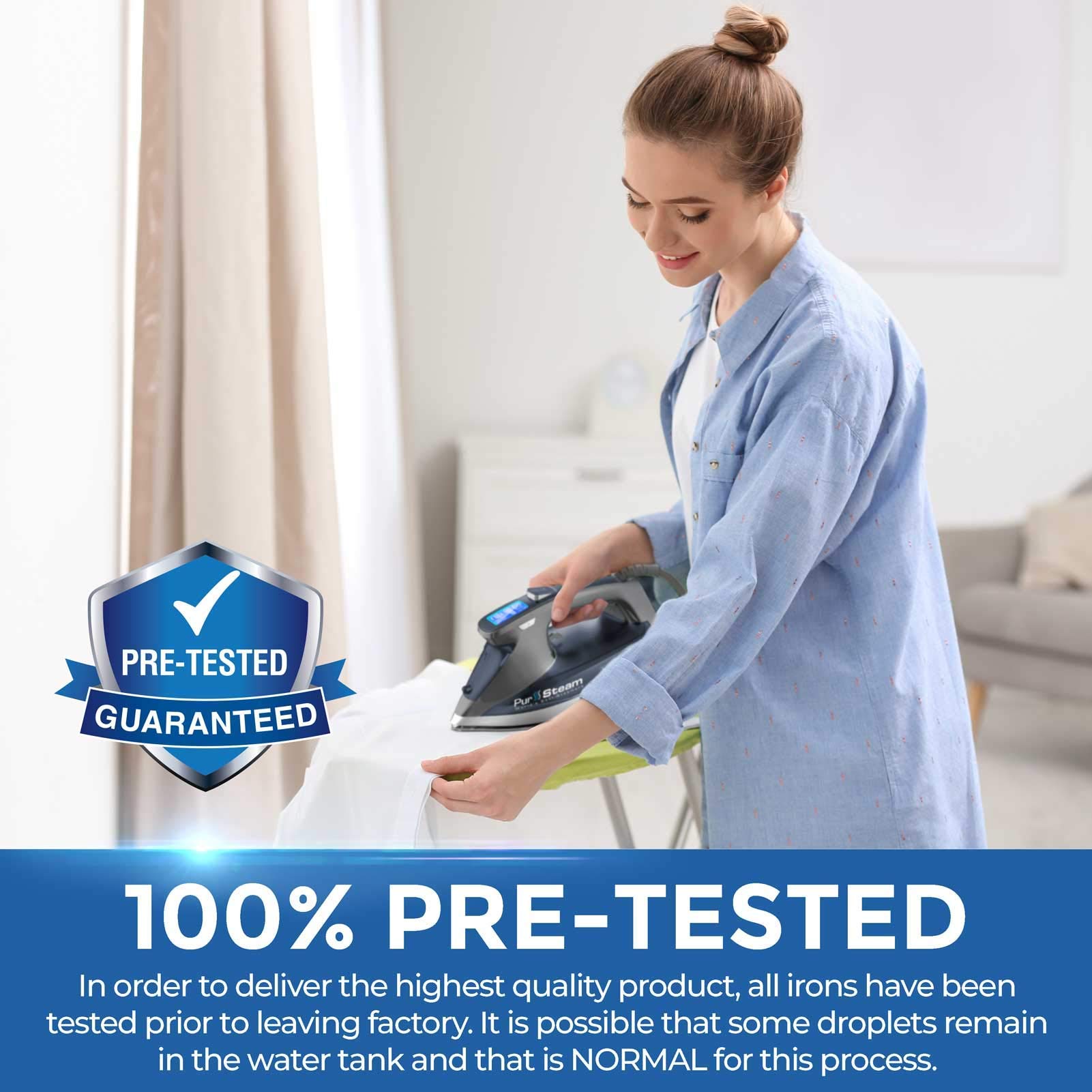 Pursteam Steam Iron for Clothes 1800W with LCD Screen, Nonstick Ceramic Soleplate, Auto Shutoff, Anti-Drip, Self-Cleaning