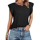 BLENCOT Tank Top for Women Trendy Sleeveless Loose Ruffle Sleeve Casual Waffle Basic Summer Spring Tops
