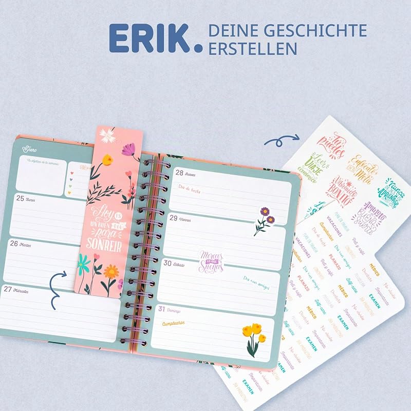 Hausaufgabenheft 2026 2027 Amelie Kalender Schulplaner A5 - Schulkalender Schülerkalender Studienplaner Wochenplaner - Terminplaner 2026 2027 A5 auf Spanisch