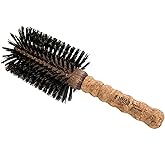 Ibiza Hair Round Boar Bristle Brush (EX Series) | Lightweight with Reinforced Bristles & Cork Handle | Adds Shine & Texture | Ideal for Medium to Long Styles