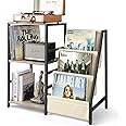Bikoney Record Player Stand, Turntable Stand with 3-Tier Vinyl Record Storage, Record Player Table Up to 200 Albums, End Table for Records, Vinyl Record Holder Cabinet for Living Room White