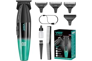 VGR 906 Fresh Fade Professional Hair Trimmer, 9000rpm Zero Gapped Beard Trimmer for Men, DLC T-Blade Cordless Hair Clipper/Tr