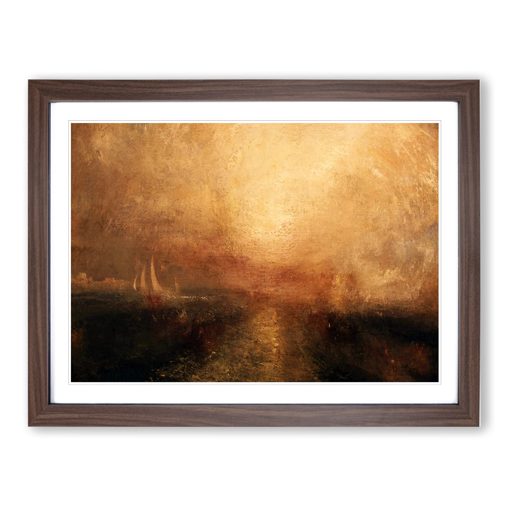 J.M.W. Turner Yacht Approaching the Coast Classic Painting Framed Wall Art Print, Ready to Hang Picture for Living Room Bedroom Home Office Décor, Walnut A3 (46 x 34 cm)