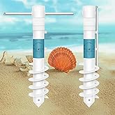 Beach Umbrella Sand Anchor, 1 Pack Outdoor Umbrella Base with 5-Spiral Screw Design & Removable Stainless Steel Handle, Beach Umbrella for Sand Holder Stand Resist Strong Winds Fits All Umbrellas