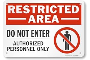SmartSign 10 x 14 inch “Restricted Area - Do Not Enter, Authorized Personnel Only” OSHA Metal Sign, 40 mil Laminated Rustproof Aluminum, Red, Black and White, Made in USA
