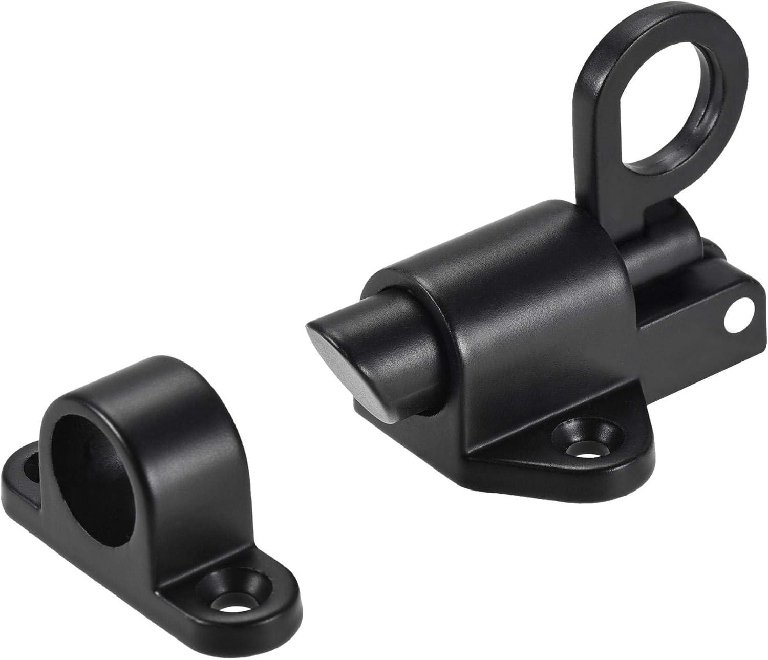sourcing map Door Spring Bolt Aluminum Alloy Security Automatic Window Gate Latch Bounce Lock Black 2pcs - Image 4