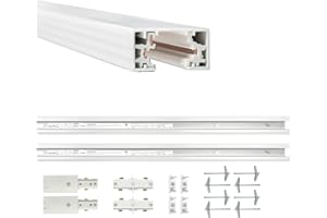 WAC Lighting H Track 6FT Single Circuit, 120V Field-Cuttable Track for H Style 3-Wire Fixtures, Includes Live End Power Feeds, Connectors and Endcaps in White (Pack of 2)