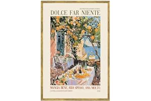 Framed Italian Lemon Garden Poster Canvas Print Art Vintage Elegant Wall Art Painting Pictures Wall Decor for Living Room Kit