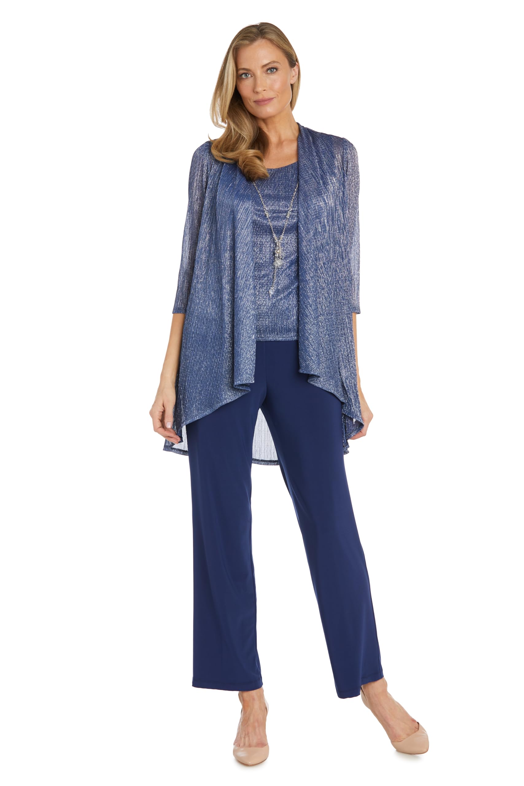 R&M Richards Women’s 3PC Duster Pant Set, Cadet