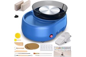 CATCRAFTER Pottery Wheel for Kids and Beginner - Upgraded Pottery Wheel with 6" Turntable with Two-Way Rotation, 2.2lb Clay, Art Supplies Sculpting Tools, Christmas Craft Gifts for Teens Kids Adults (Blue)